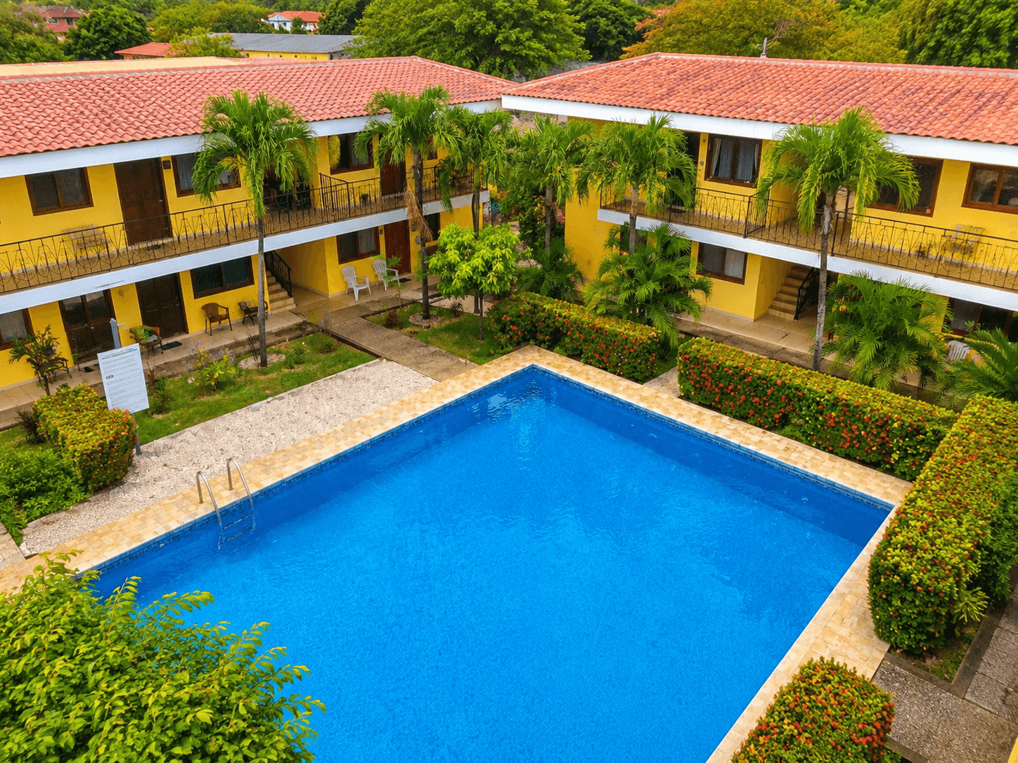 Condo pool courtyard in Playas del Coco on Costa Rica's Gold Coast