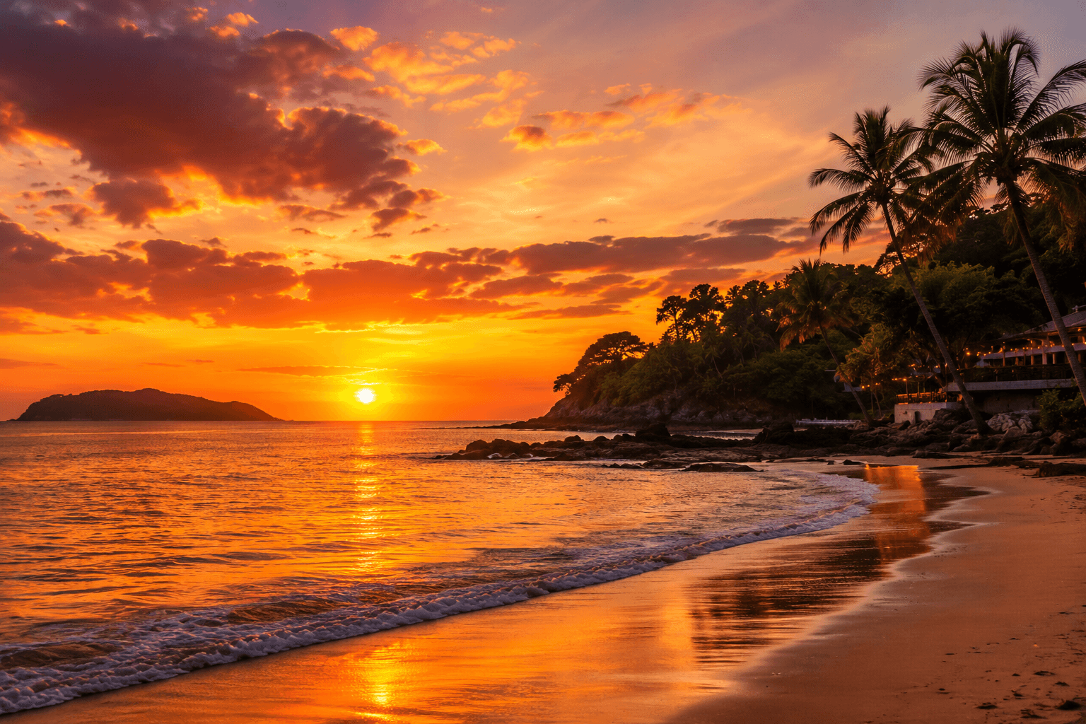 Sunset beach view in Playa Langosta Costa Rica