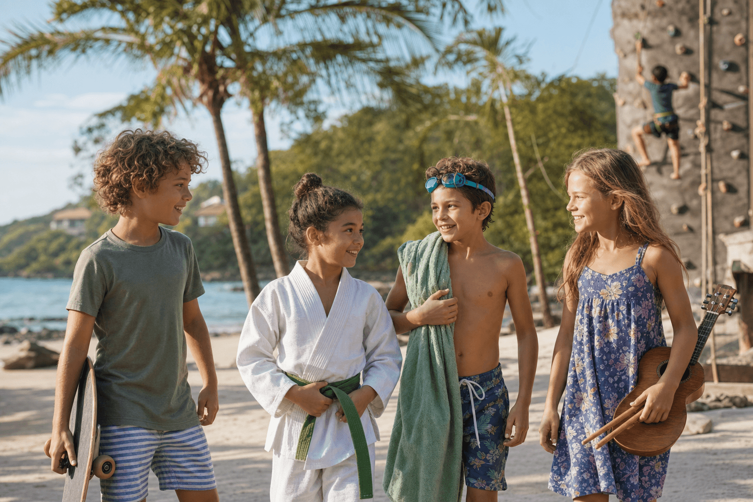 Kids participating in sports, music, swimming, and activities in Guanacaste Costa Rica