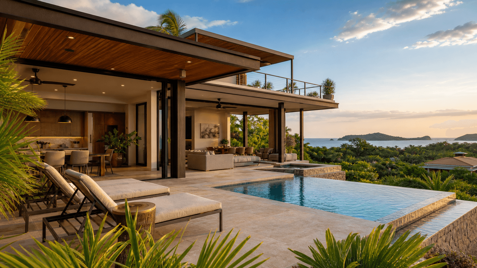 Upscale residential coastal atmosphere in Playa Langosta Costa Rica