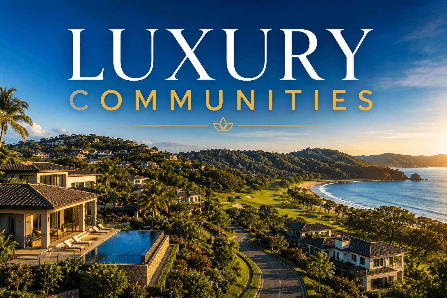 Luxury community homes and tropical landscape in Guanacaste