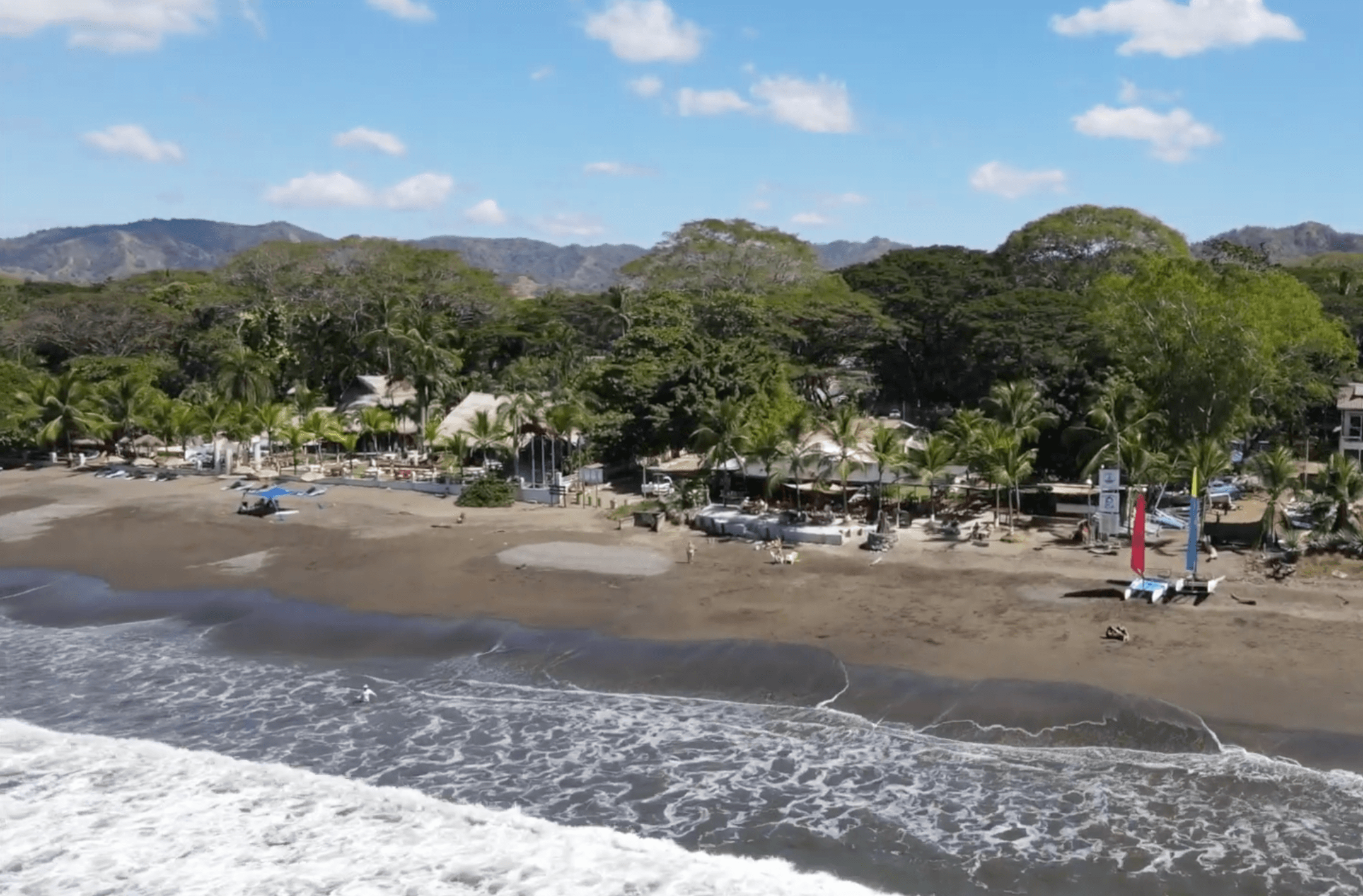 Aerial view of Playa Potrero and the surrounding Guanacaste coastline