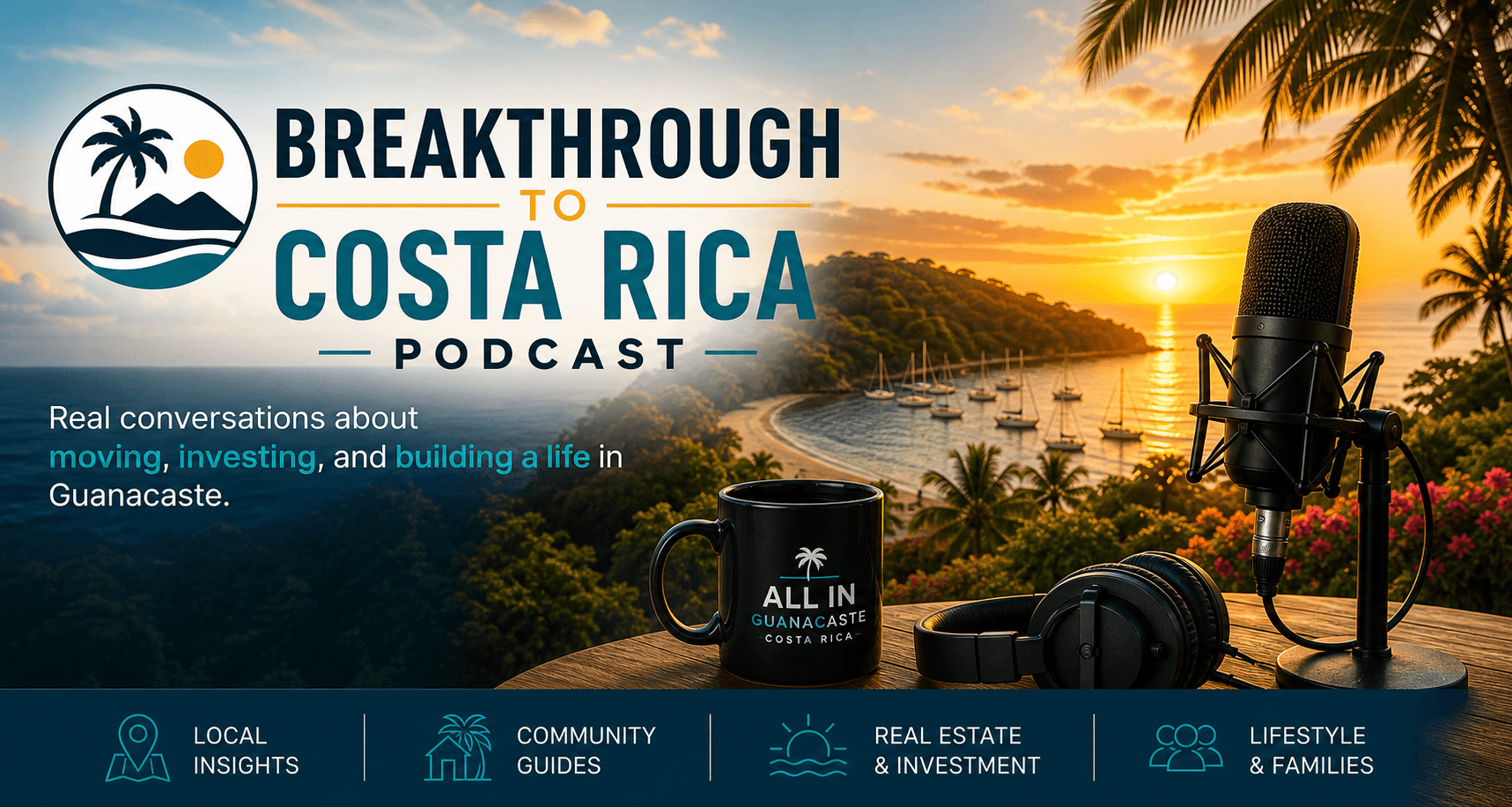 Podcast studio setup for conversations about moving to Costa Rica